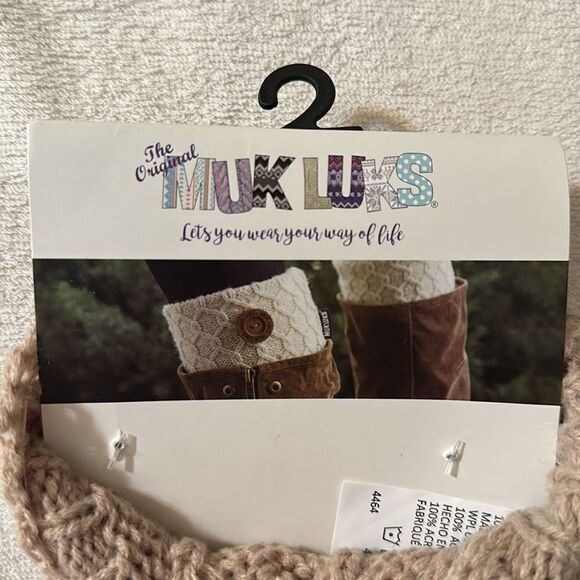 Muk Luks 1 pair of Tan Brown Cable Knit Pull on Boot Toppers - Picture 6 of 8